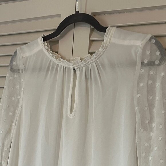 Anthropologie HD in Paris Josie Clipdot Blouse 4 white chiffon sleeves - Picture 3 of 10